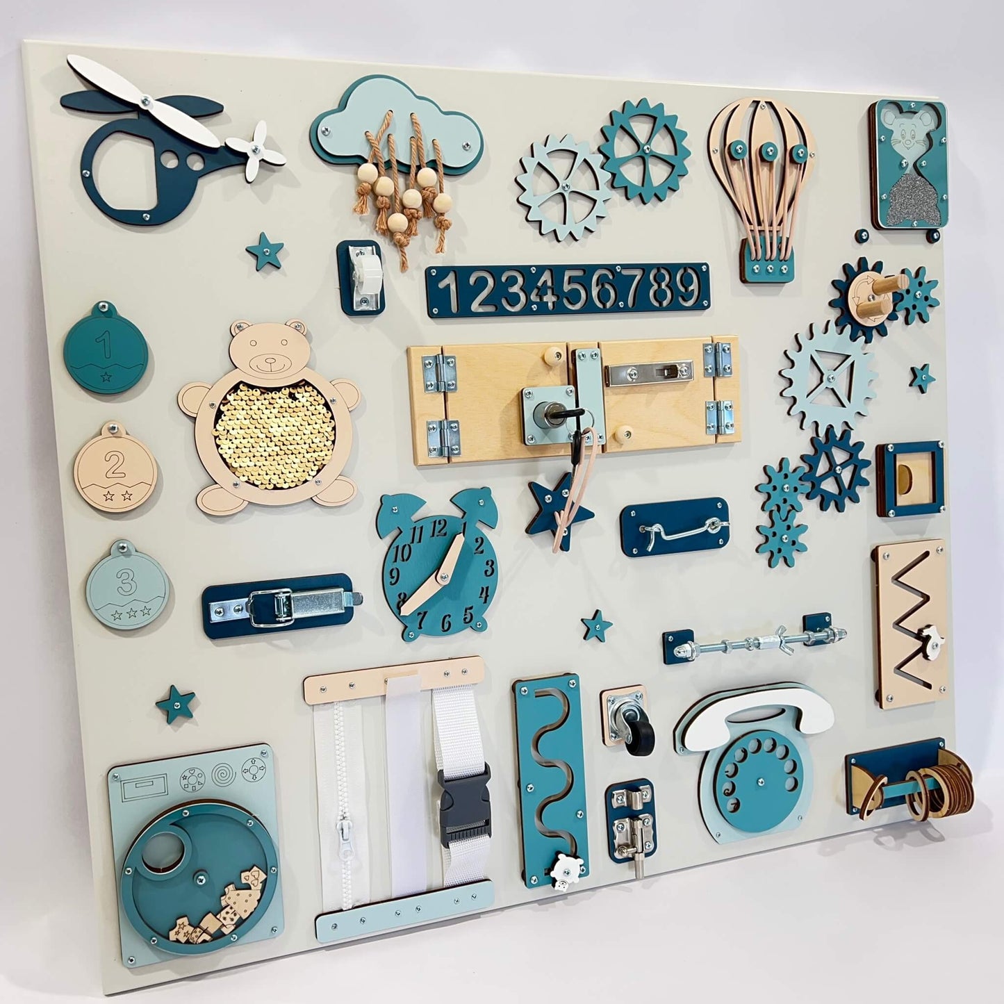 Large Montessori busy board for learning (60×70 cm)