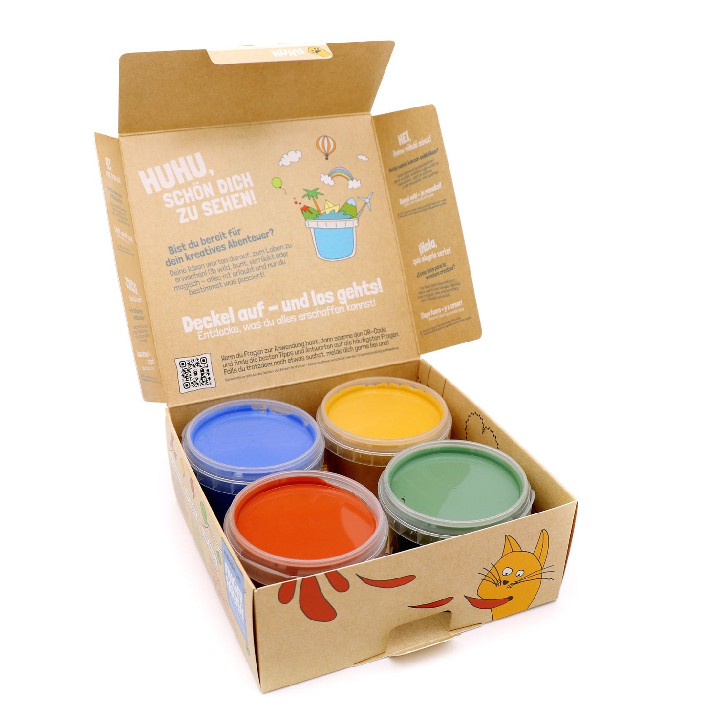 Neogrün Organic Finger Paint Set 4x120g – Blue, Yellow, Red, Green