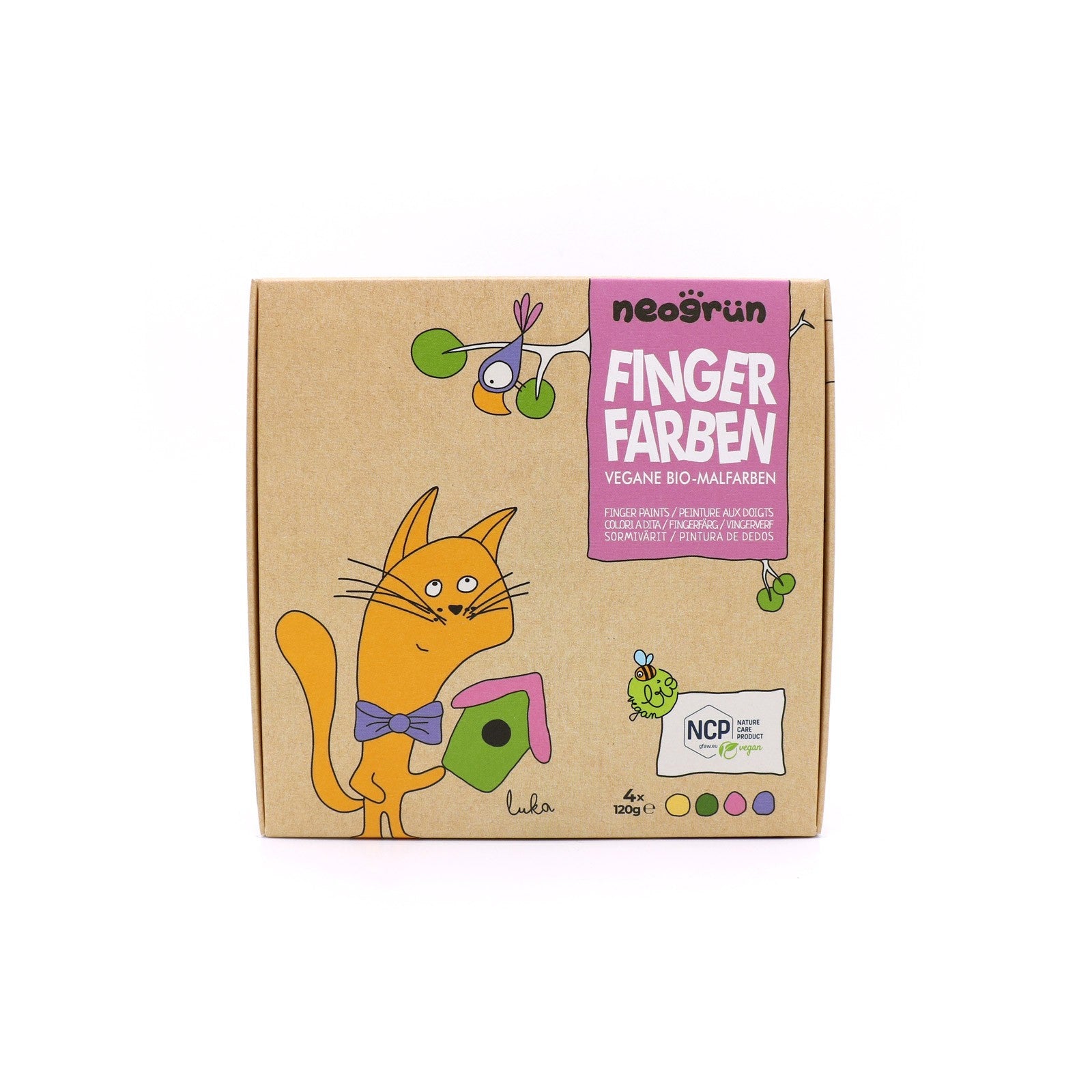 Neogrün Organic Finger Paint Set 4x120g – Yellow, Green, Pink, Violet