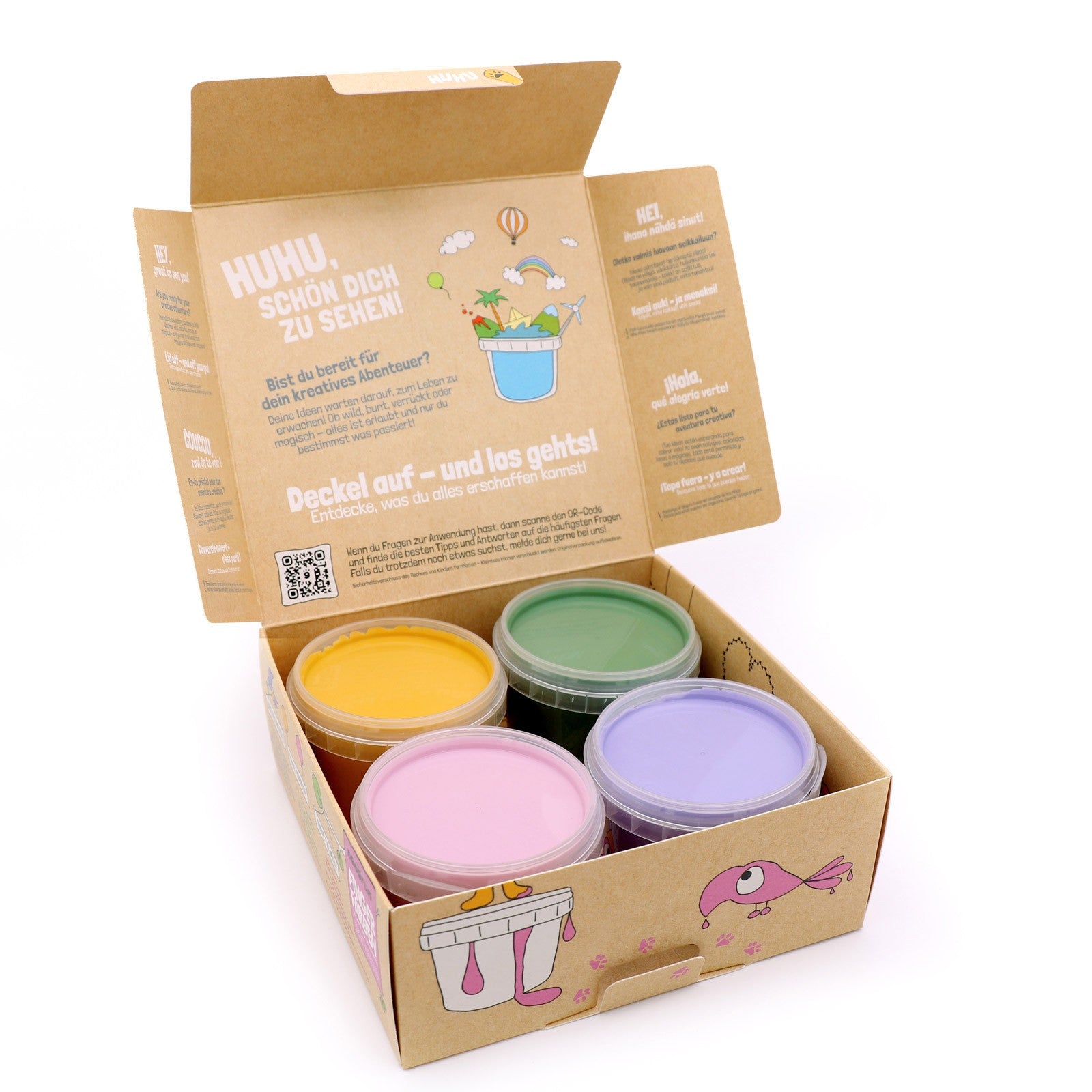 Neogrün Organic Finger Paint Set 4x120g – Yellow, Green, Pink, Violet
